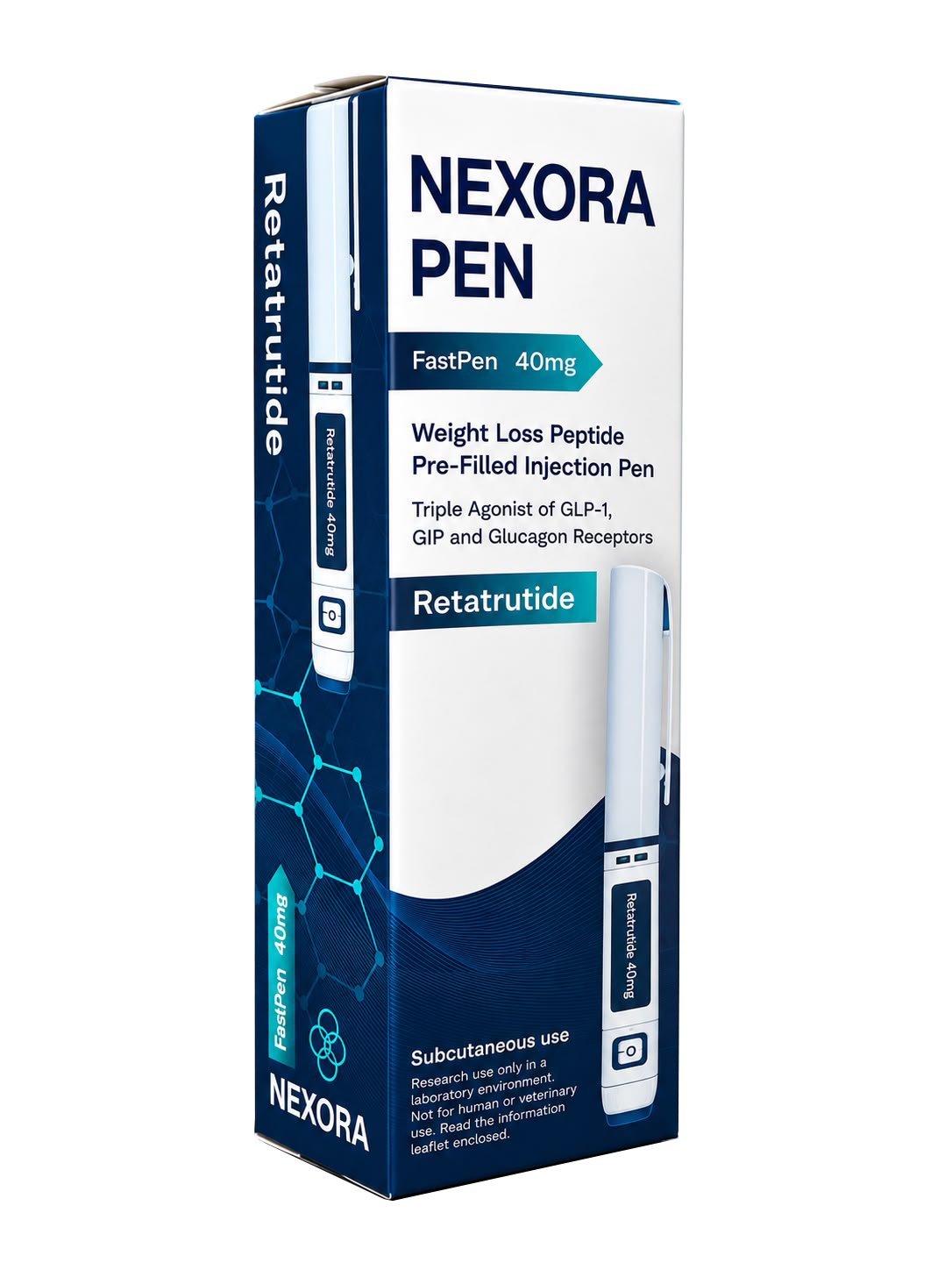 NEXORA Retatrutide 40 mg research product, box and pre-filled pen